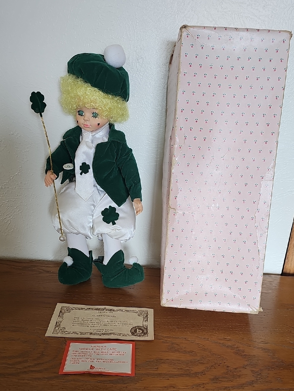 Vintage Brinn’s St. Patrick’s Day Collectible Doll w/ COA in box